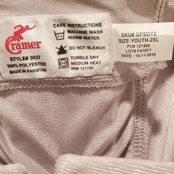 Cramer Football Youth 7 Padded Game Pants Size XXL New - Picture 3 of 6